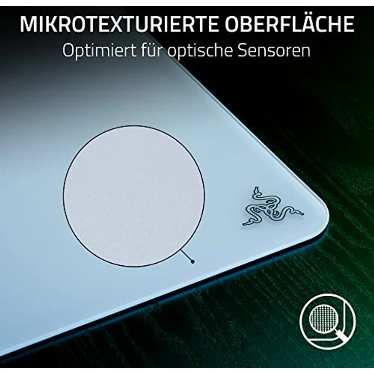 Razer Atlas - Glasmausmatte (Premium gehärtetes Glas, Ultra-Glatte Oberfläche, Mikrogeätzte Oberfläche, Schmutz- und kratzabweisend, Leisere Mausbewegungen, rutschfeste Gummibasis) Weiß – Bild 4