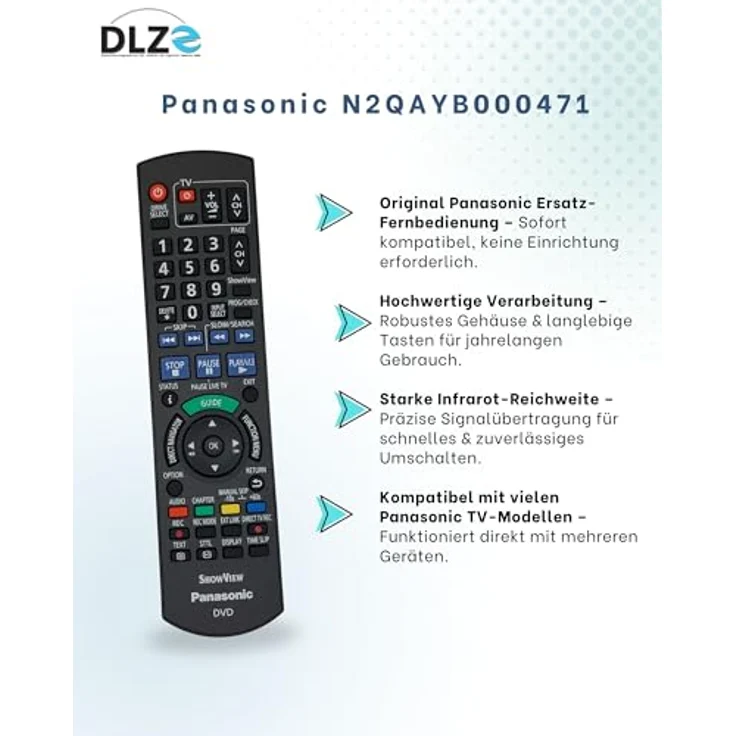 Panasonic N2QAYB000471, Original-Fernbedienung für Viera TVs, sofort einsatzbereit, ergonomisches Design, zuverlässige Signalübertragung – Bild 2