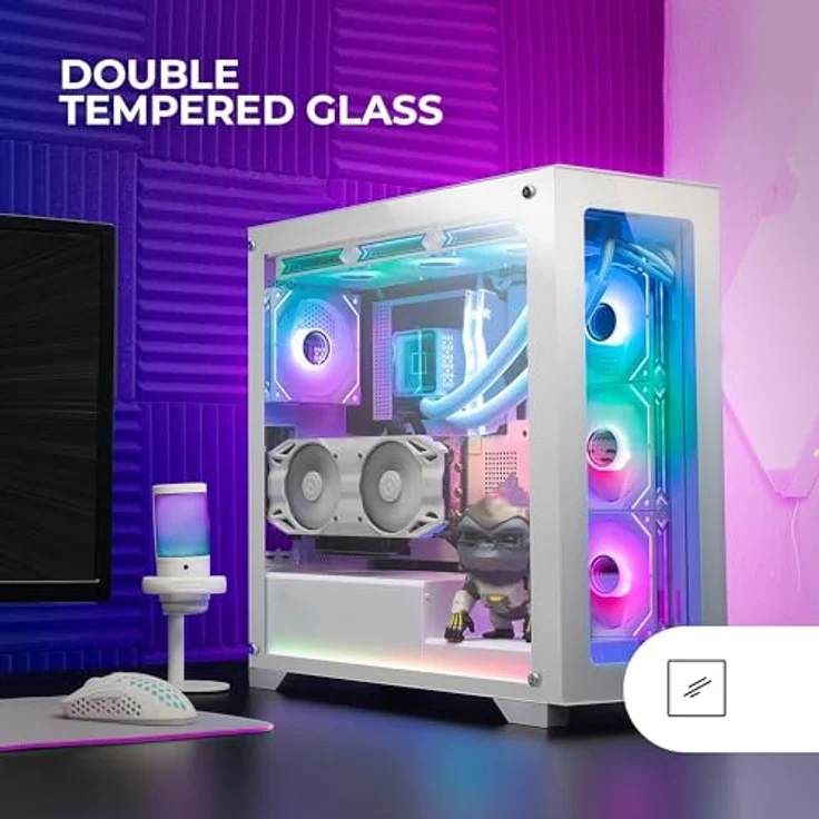 MARSGAMING MC-XP, Custom E-ATX Gehäuse, Full Liquid Cooling Support, XXL Gaming Tower, USB 3.0, Weiß – Bild 2