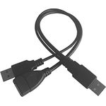 Aukson B44 USB Y Splitter Kabel, 30cm 2x USB 2.0 A Stecker auf 1x USB Buchse Ladekabel, kompakt und vielseitig, schwarz