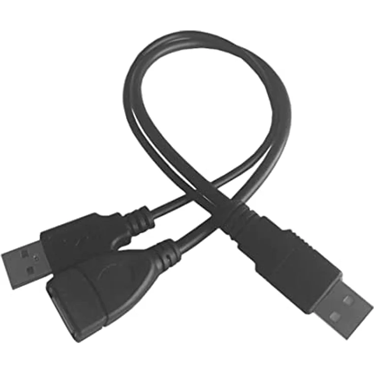 Aukson B44 USB Y Splitter Kabel, 30cm 2x USB 2.0 A Stecker auf 1x USB Buchse Ladekabel, kompakt und vielseitig, schwarz – Bild 1