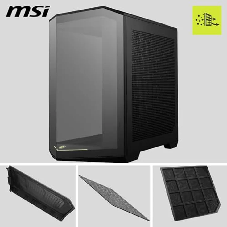 MSI MAG PANO 100R PZ, Midi-Tower PC-Gehäuse in Schwarz mit gehärtetem Glas und RGB-Beleuchtung, ATX-kompatibel, inkl. 3 Lüfter – Bild 3