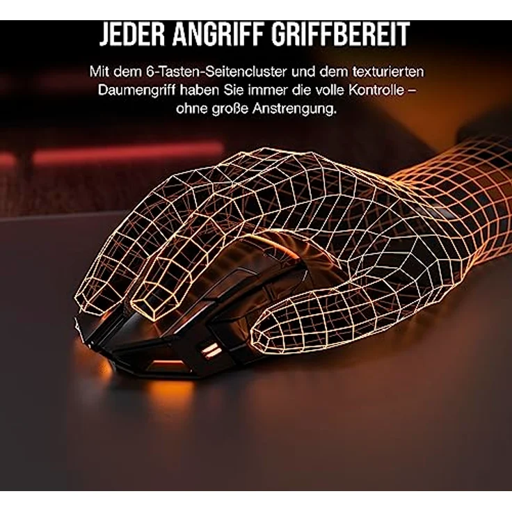 Corsair DARKSTAR Wireless MMO/MOBA Gaming-Maus - 26.000 DPI - 15 Programmierbare Tasten - Spannungsreduzierendes Design - Lange Batterielebensdauer - Schwarz – Bild 3