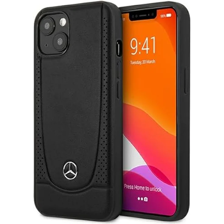 Mercedes MEHCP15MARMBK, iPhone 15 Plus 6.7" Leder Urban Hülle, schwarz, mit TPU-Verstärkung und Metall-Logo – Bild 1