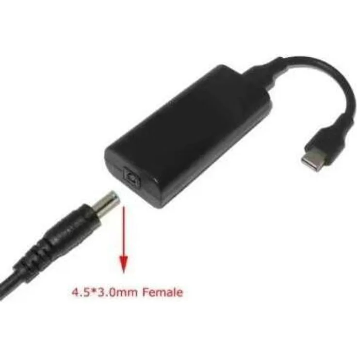 CoreParts MBXUSBC-CO0006, 4.5*3.0 auf USB-C Adapter, 10 A, Schwarz