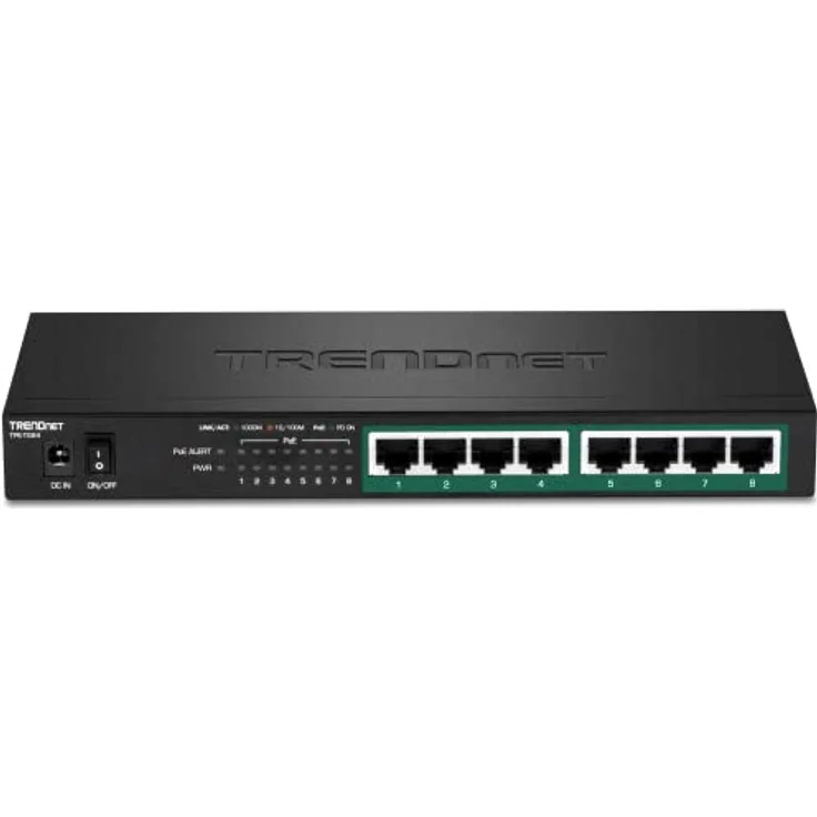 TRENDnet TPE-TG84 Gigabit PoE+ Switch mit 8 Ports, 120W PoE Power Budget 16 Gbit/s Switching Kapazität, QoS IEEE 802.1p Unterstützt DSCP Pass-Through ohne Lüfter, Schwarz – Bild 4