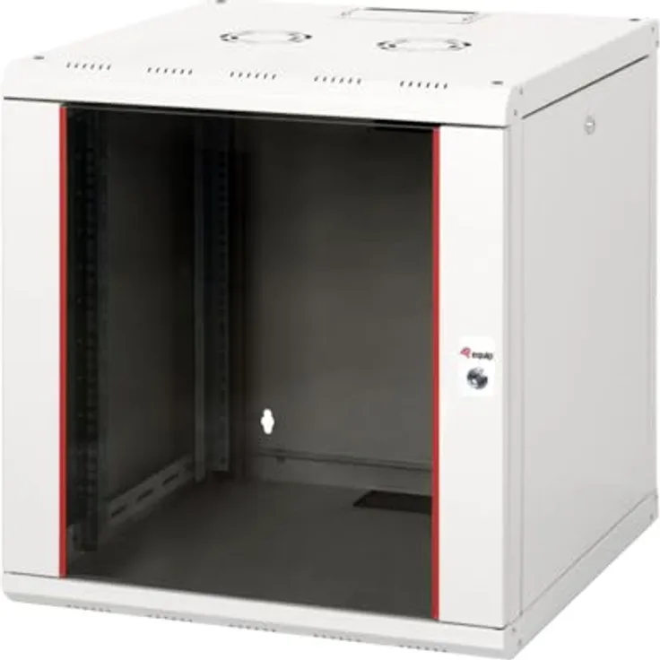 Equip Serverschrank 19" 12U 600x600mm Glastür grau - Netzwerkschrank mit gehärteter Glasfront und abnehmbaren Seitenteilen