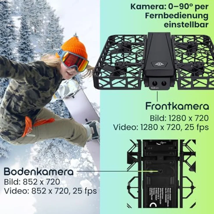 Casativo Duall-Full-HD Kamera Drohne faltbar mit 4,5" FPV, 120 m Reichweite, 25 Minuten Flugzeit, 1280 x 720 Auflösung – Bild 4