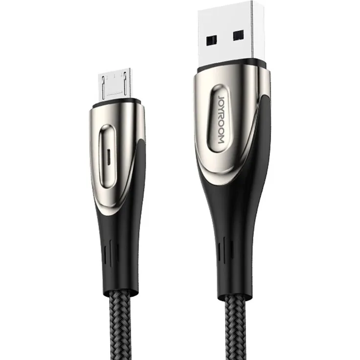 Joyroom S-M411 Micro USB 3A Schnellladekabel, 1,2 m, mit Ladeanzeige, schwarz