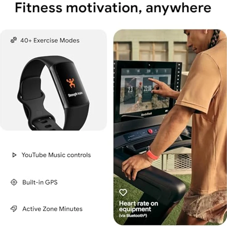 Fitbit by Google Charge 6 Activity Tracker mit 6 Monaten Premium Mitgliedschaft inklusive, 7 Tage Akkulaufzeit und Google Wallet und Google Maps - Obsidian/Black Aluminium – Bild 4