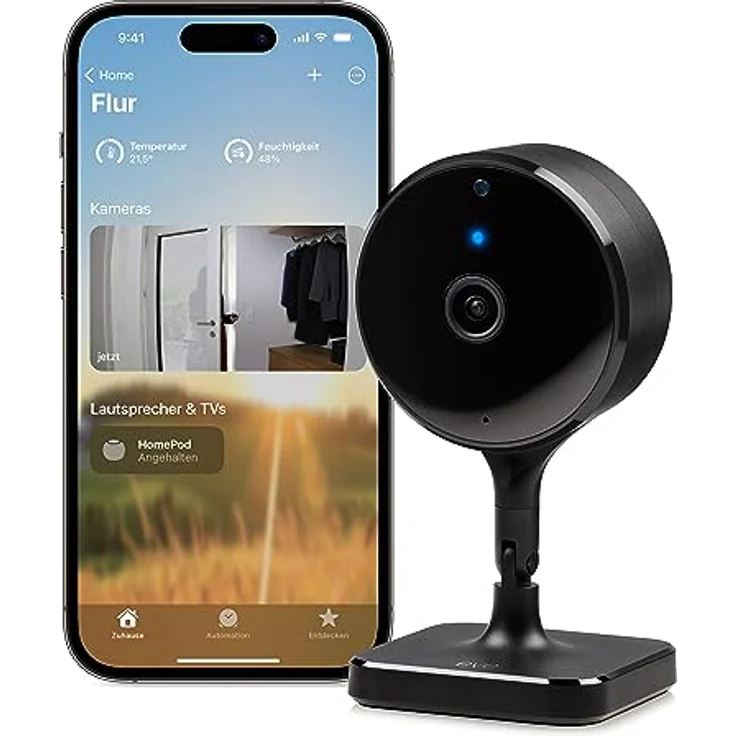 Eve Cam (2nd Gen)- Smarte Innenkamera, 1080p-Auflösung, WLAN, 100 Prozent Privatsphäre, HomeKit Secure Video, Mitteilung auf iPhone, Mikrofon und Speaker, Nachtsicht, Flexible Installation – Bild 1