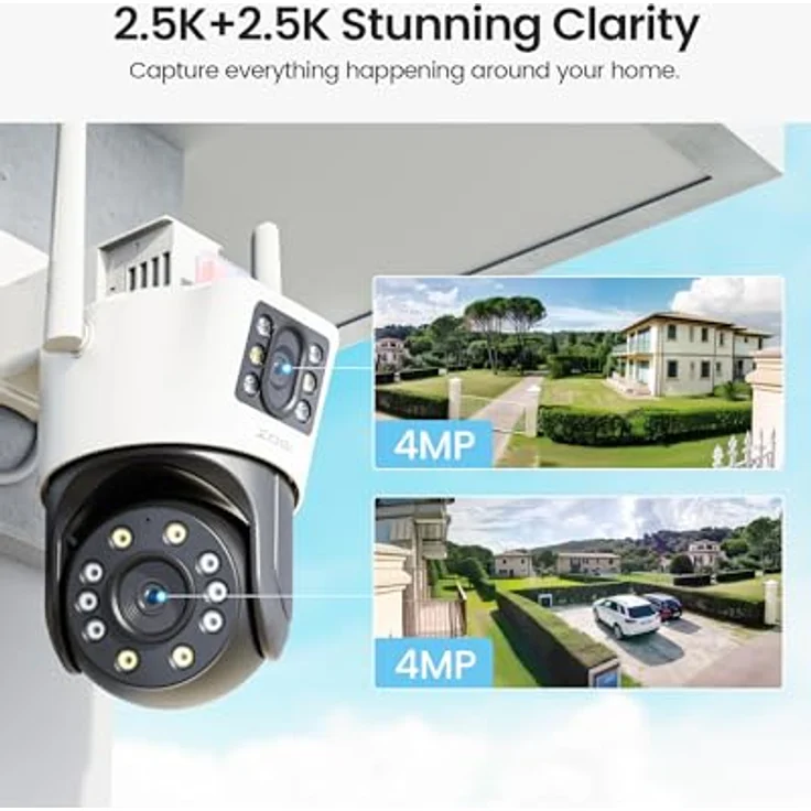 ZOSI C298 Pro Überwachungskamera, 8MP Aussen WLAN mit Doppelobjektiv (4MP+4MP), 2.4GHz WiFi, Personenerkennung - Schwarz – Bild 3