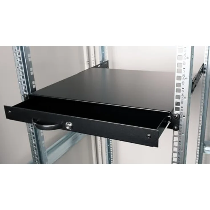 ROLION 19-Zoll Tastatureinschub 1 HE, abschließbar, schwarz, kompatibel mit 19"-Profilschienen – Bild 4