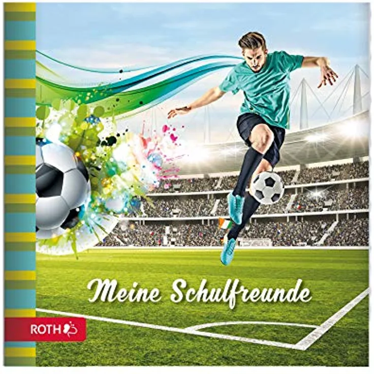 ROTH Freundebuch Fußball-Star - 64 Seiten 16,5 x 16,5 cm - Erinnerungsalbum Fußballer und Sport in Grün und Türkis Fußballstar mit 64 Seiten, 16,5 x 16,5 cm, Erinnerungsbuch für alle Fußballer