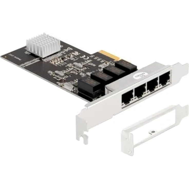 Delock Netzwerkkarte 4x RJ45 1Gbps, PCI-Express x4 (PCI-E x4), Silber