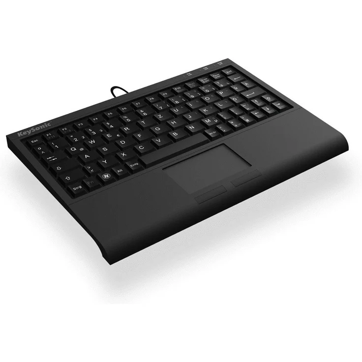 KEYSONIC 60745, Kompakte USB-Tastatur mit integriertem Touchpad und italienischem Layout, schwarz