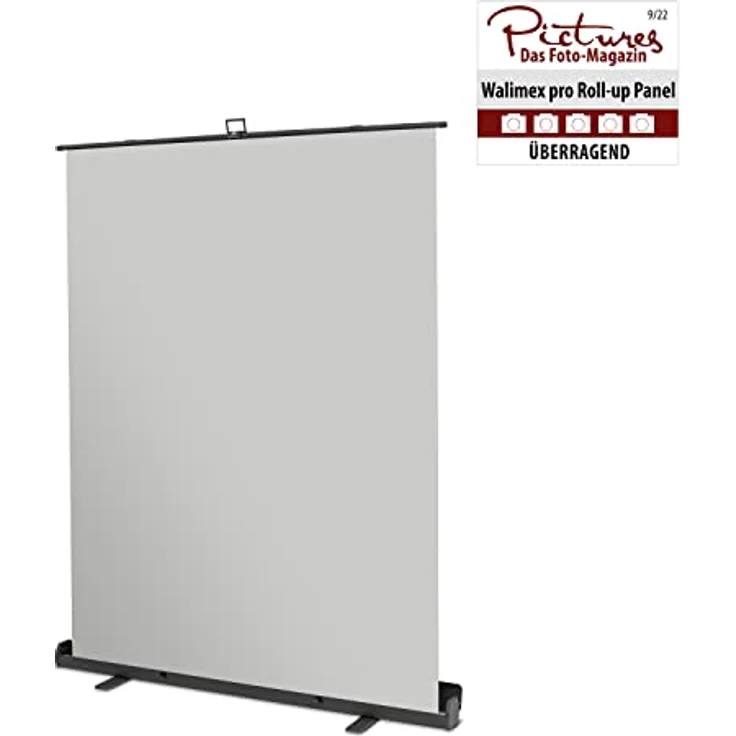 Walimex Pro Roll-Up Panel 165x220 cm Fotohintergrund Grau I Portable, freistehende Fotoleinwand für Portrait-Shootings, Fotostudio & Streaming I Chromakey Effekt I Metallbox für Stabilität & Schutz – Bild 2