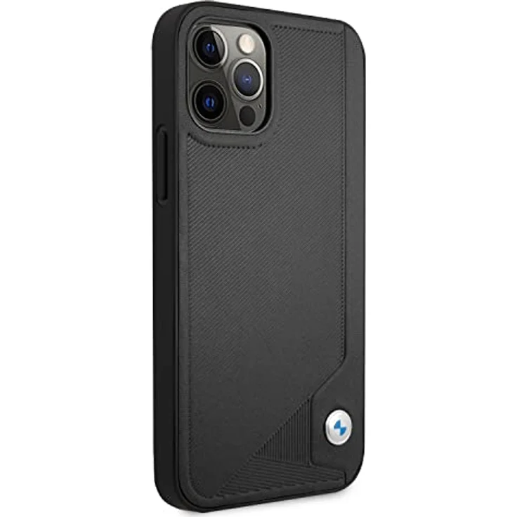BMW Leather Deboss Case für iPhone 12 Pro Max, hochwertige Handytasche aus synthetischem Leder mit flexiblem TPU-Rahmen, schwarz – Bild 4