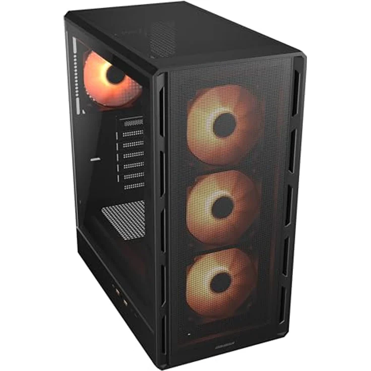 Cougar Midi-Tower Gehäuse Airface Pure PRO, ARGB, Schwarz, für ATX, mATX, Mini-ITX, mit 3 vorinstallierten 120 mm Lüftern und seitlichem Sichtfenster – Bild 1