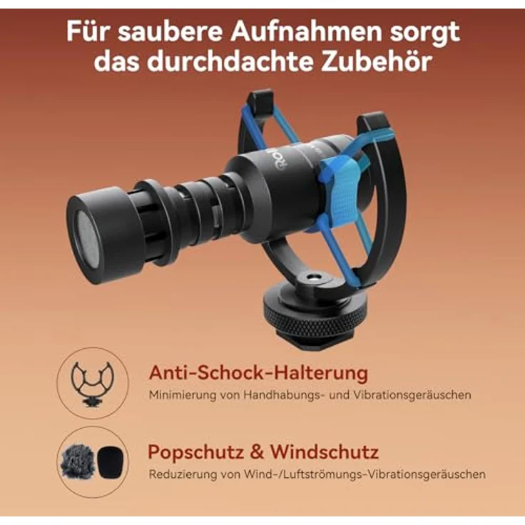 Rollei Hear:Me Mini 2, Richtmikrofon für Kamera und Handy, kristallklare Audioqualität mit Nierencharakteristik, Plug and Play, Anti-Schock-Halterung, Schwarz – Bild 5