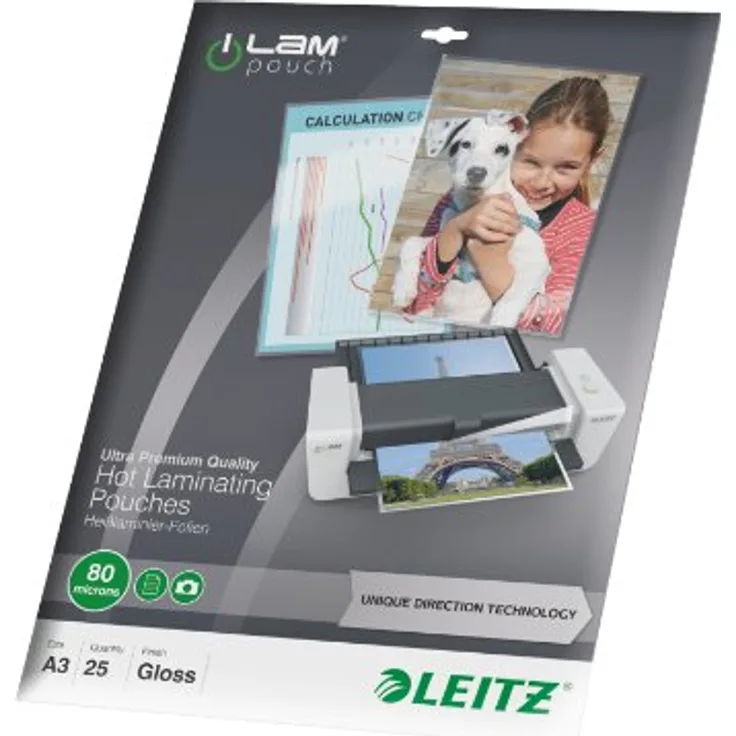 Leitz Ilam (UDT 25pièce Kunststoff Cover – Transparent Kunststoff Beutel (, Ethylen Vinyl Acetat (EVA) (S), 344 mm, 468 mm Polyethylenterephthalat (Pet), glänzend, A3)