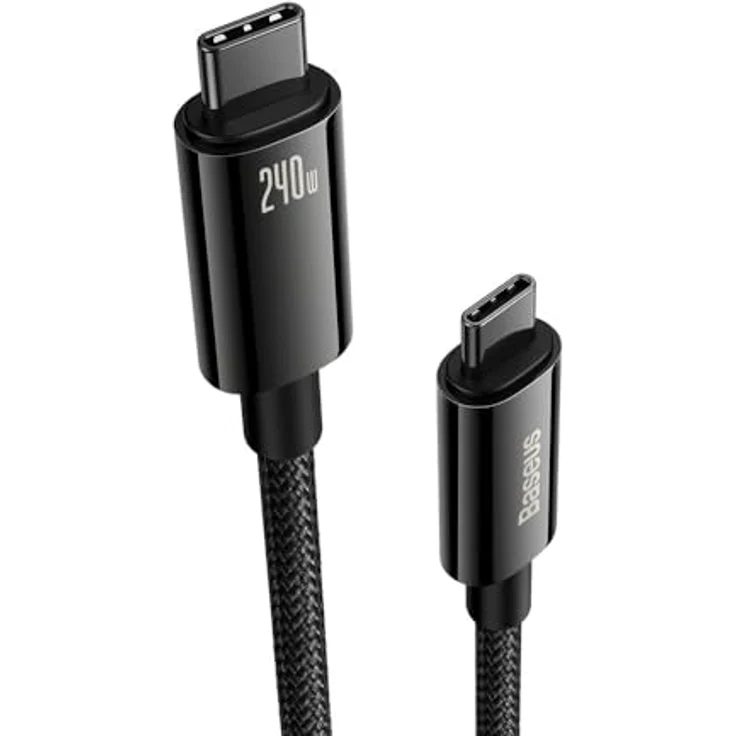 Baseus Tungsten Gold USB Type-C zu USB Type-C Kabel, 240 W, 480 Mbit/s, 3 m, Schwarz – Bild 2