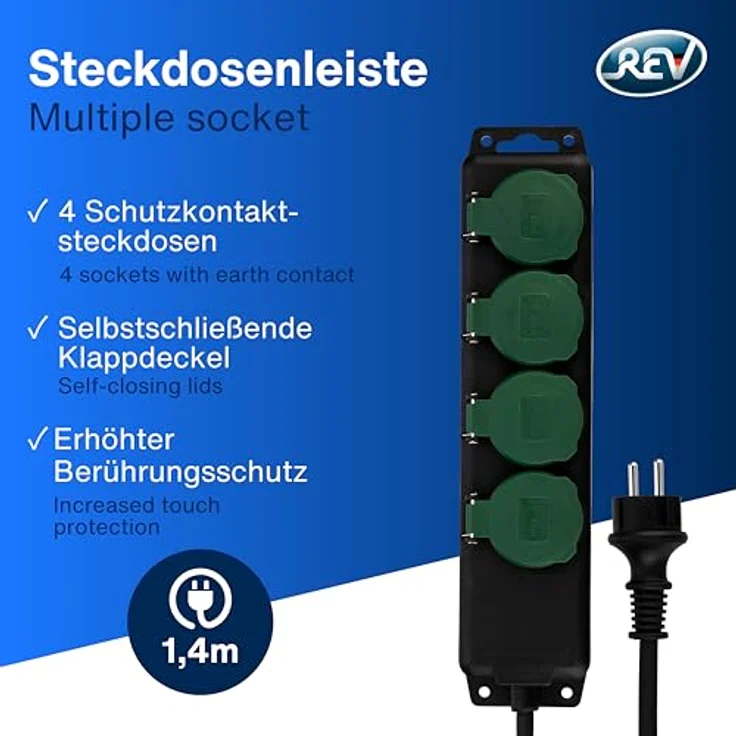 Rev Ritter 0512468555 Steckdosenleiste 4-fach IP44 KS 1.4 m, sw-ge – Bild 2