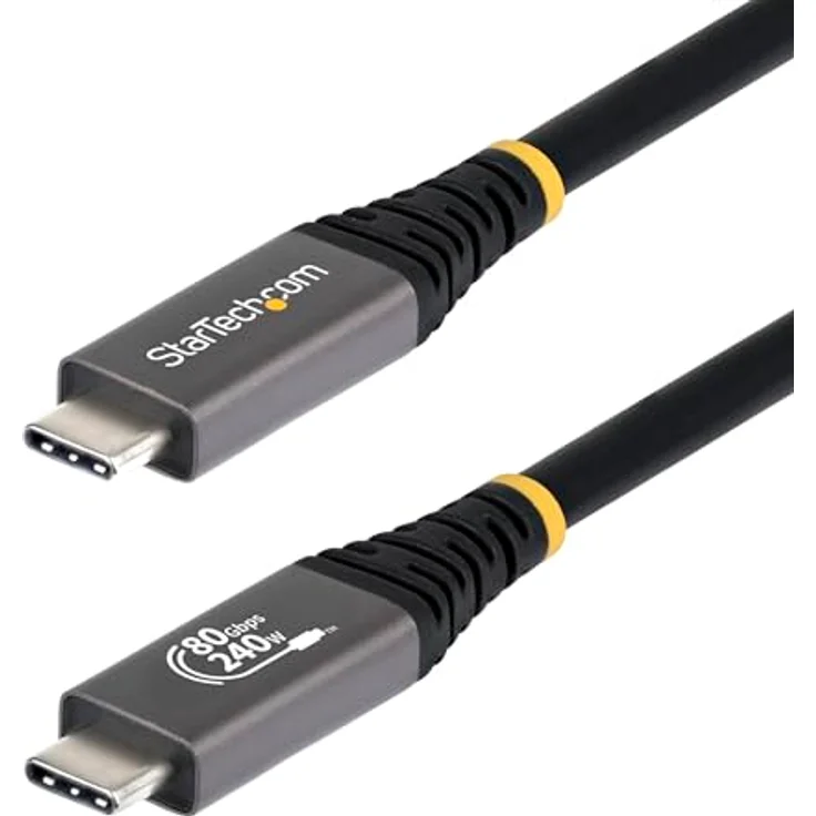 StarTech.com USB4 Kabel 1,5m, 80Gbps, USB-IF-zertifiziert, 240W, 8K 120Hz & 4K 240Hz DP2.1, Thunderbolt 4 – Bild 1