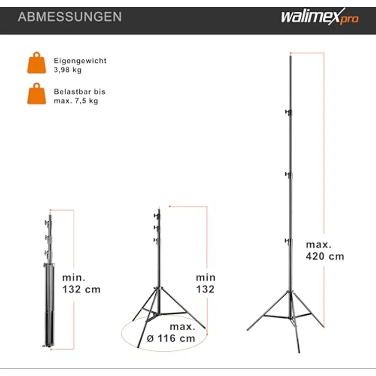 Walimex WT-420 Lampenstativ (420 cm) – Bild 6