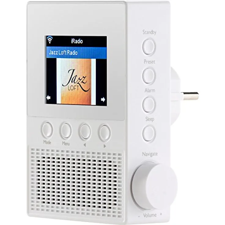 VR-Radio WLAN Radio Steckdose: Steckdosen-Internetradio IRS-300 mit WLAN, 6,1-cm-Display, 6 Watt (Steckdosenradio mit Fernbedienung, Steckdosenradio Internetradio, Lautsprecher iPad)