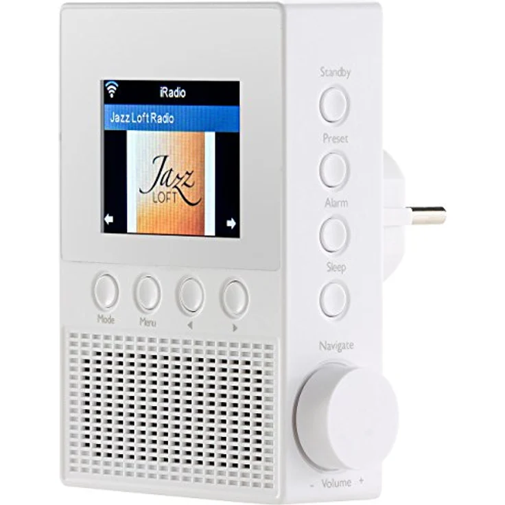 VR-Radio WLAN Radio Steckdose: Steckdosen-Internetradio IRS-300 mit WLAN, 6,1-cm-Display, 6 Watt (Steckdosenradio mit Fernbedienung, Steckdosenradio Internetradio, Lautsprecher iPad) – Bild 1