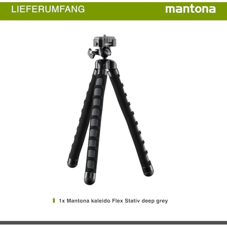 Mantona kaleido Flex leichtes Flex Stativ (mit hochwertigem 360° Kugelkopf, geeignet für Digital und Videokameras, Smartphones und Action Cams) deep grey – Bild 9