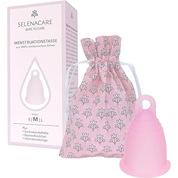 SELENACARE Menstruationstasse Premium - waschbarer Periodencup aus medizinischem Silikon, Größe M (26ml), Rosa
