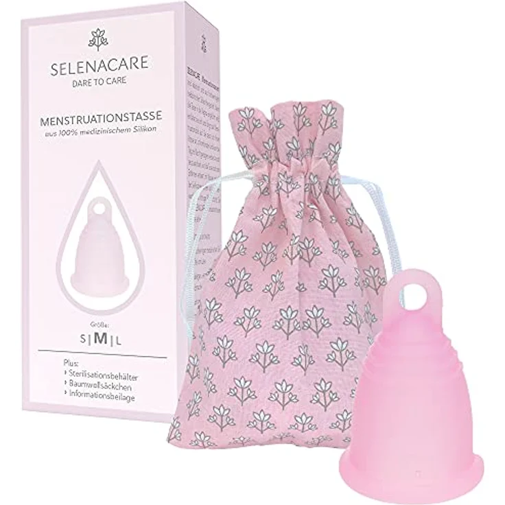 SELENACARE Menstruationstasse Premium - waschbarer Periodencup aus medizinischem Silikon, Größe M (26ml), Rosa – Bild 1