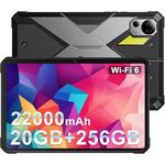 FOSSiBOT DT2 Outdoor Tablet Android 13, 12GB RAM + 256GB ROM(2TB Erweiterbar), 10.4 Zoll FHD+ 2K, 22000mAh Akku, IP68 Wasserdicht, 64MP Kamera, Vier Lautsprecher - Robustes Tablet in Schwarz