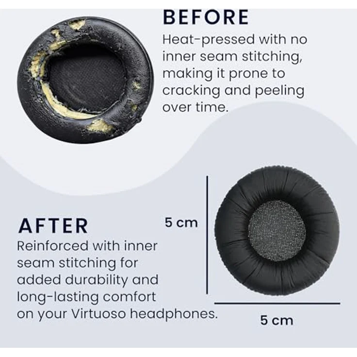 kwmobile Kopfhörer (2x Ohrpolster für Sennheiser PX200 - PX100 - Kunstleder Ersatz Ohr Polster für Overear Headphones) – Bild 5