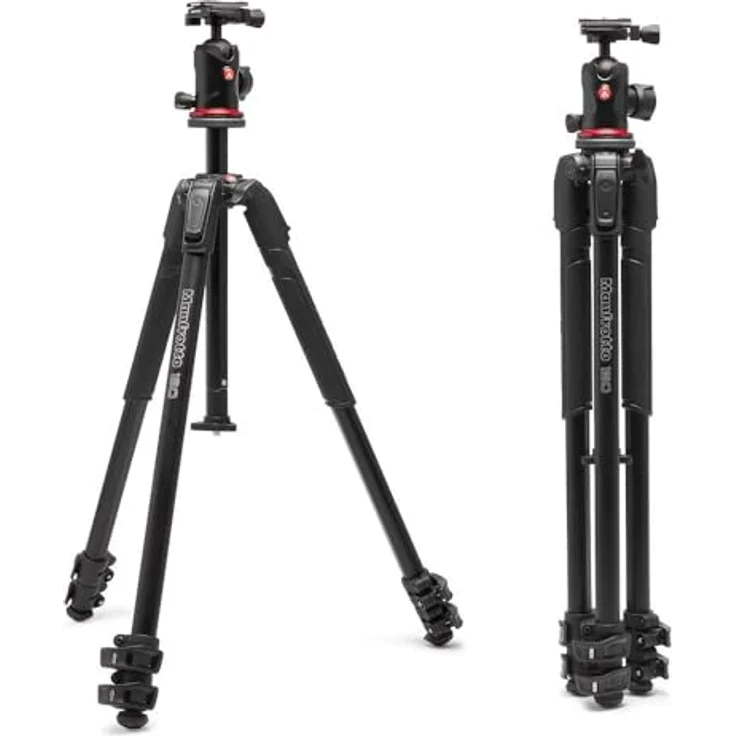 Manfrotto 190X AS Aluminium Kamerastativ mit Kugelkopf, 10 kg Traglast, Arca-Swiss Platte, Quick Power Lock - für DSLR und spiegellose Kamera – Bild 1