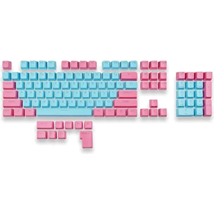 Mountain Mineral PBT Double-Shot Tastenkappen-Set für MX-Schalter, OEM-Profil, 113 Keycaps, US-ANSI + ISO Addon (Quartz A, blau-pink) - Preisvergleich