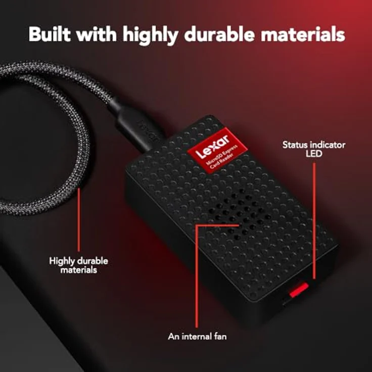 Lexar microSD Express USB-C Reader (USB 3.2), Speicherkartenlesegerät mit Übertragungsraten bis zu 900 MB/s, inklusive USB-C-Kabel und Adapter – Bild 3