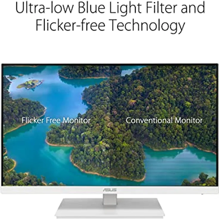ASUS Eye Care VA24EQSB-W - 24 Zoll Full HD Monitor - Rahmenlos, ergonomisch, Flicker-Free, Blaulichtfilter, Adaptive-Sync - 75 Hz, 16:9 IPS Panel, 1920x1080 - DisplayPort, HDMI, D-Sub, USB Hub, weiß – Bild 5