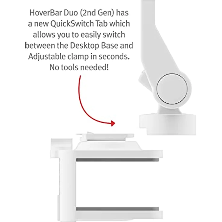 Twelve South HoverBar Duo (2nd Gen) for iPad/iPad Pro/Tablets | Adjustable Arm with New Quick-Release Weighted Base and Surface Clamp Attachments for Mounting iPad (White) – Bild 3
