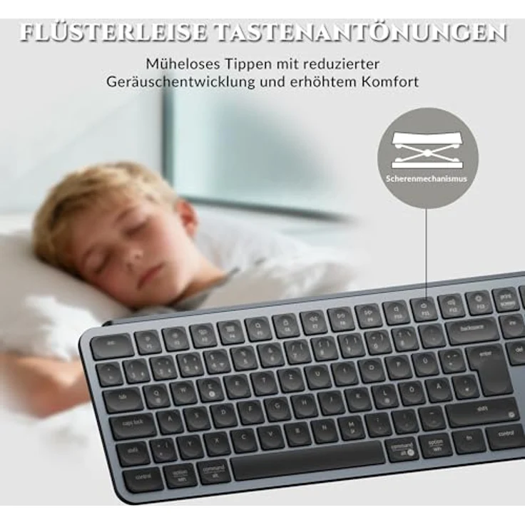 Keychron B6 Pro, Kabellose Ultra-Slim Tastatur mit Medientasten und Wireless Charging, Grau – Bild 7
