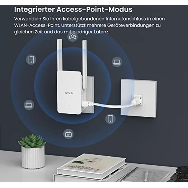 Tenda A33 WiFi 6 Repeater WLAN Verstärker (AX3000 Dualband 5GHz:2402Mbps+2,4GHz:574Mbps), 2*5dBi Antennen, Gigabit-Port, AP-Modus, MU-MIMO, WPS, LED Anzeige, kompatibel mit allen WLAN Routern, Weiß – Bild 5