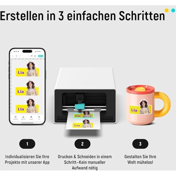 Liene PixCut S1, Fotodrucker mit 300 x 300 dpi Druck-Auflösung und Schneidefunktion – Bild 3
