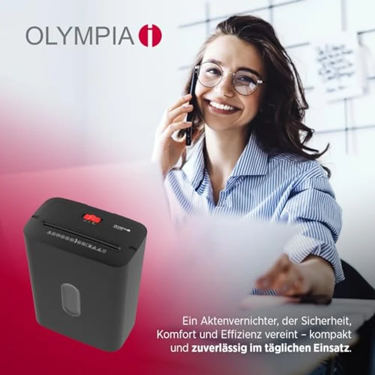 OLYMPIA PS 53 CC Pro Aktenvernichter, Partikelschnitt P-4, 4 x 38 mm, geeignet für bis zu 6 Blatt, schwarz mit 15,0 l Auffangbehälter – Bild 7