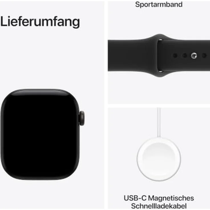 Apple Watch Series 12, 42mm Smartwatch mit Schwarz Aluminium Case, Schwarz Sport Band M/L, Gesundheits- und Fitness-Tracker, schnelles Laden – Bild 7