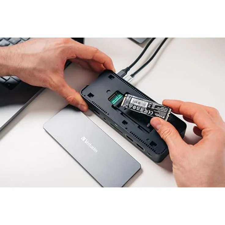 Verbatim USB-C Pro Docking Station mit SSD-Slot, 15-in-1 Hub zu HDMI 4K/8K, PD 80 W, für Mac/Windows, grau – Bild 5