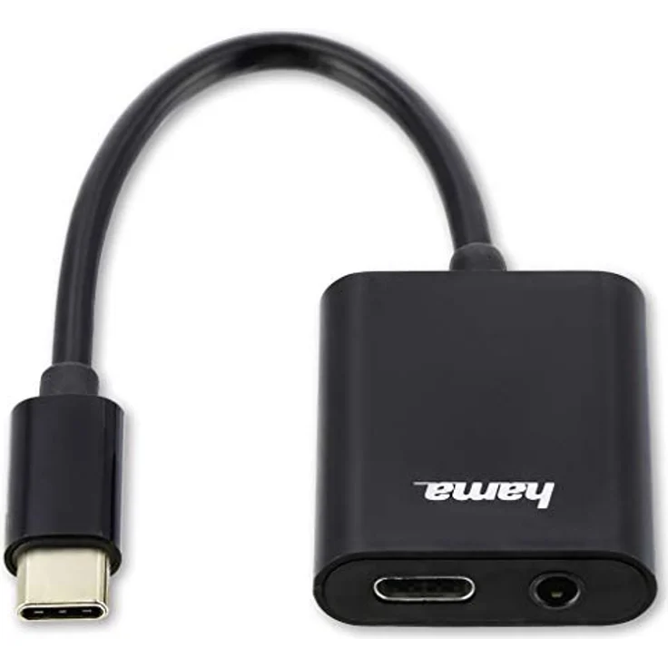 Hama Prime Line - USB-C zu Kopfhöreranschluss / Ladeadapter - Audio/USB - USB-C (M) bis 4-poliger Mini-Stecker, USB-C (W) - 8 cm - Schwarz - unterstützt Stromversorgung - Preisvergleich – Bild 3