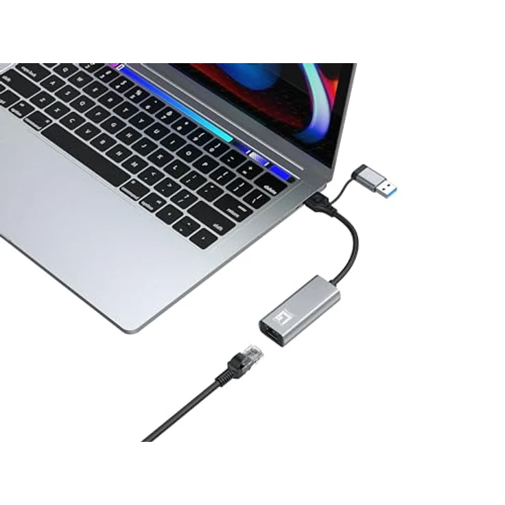LevelOne USB-0423, Adapter USB-C + USB-A zu RJ45, 2.5 Gbps Ethernet, grau – Bild 4