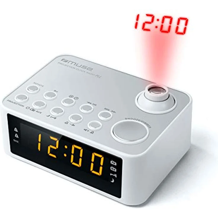 Muse M-178 PW Radiowecker mit Uhrzeitprojektion weiß – Bild 2